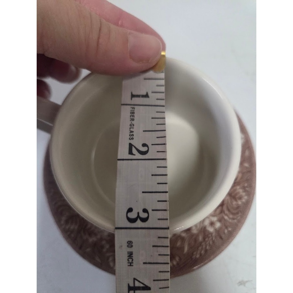 Churchill England Brown Transferware Tea Cup and Saucer Set Village Scene - Picture 6 of 8